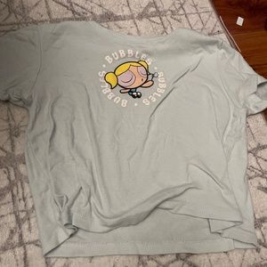 powerpuff girl baby blue tank top with bubbles